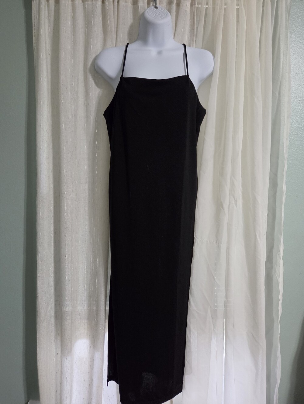 H&M Black Maxi Slip Dress with Spaghetti Straps